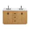 Altair 556060-NW-GW-NM Perla 59 1/4 Inch Double Bathroom Vanity in Natural Wood with Grain White Composite Stone Countertop without Mirror