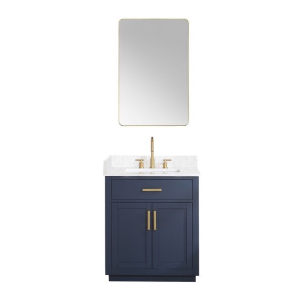 Altair 557030-GW Gavino 29 1/4 Inch Single Bathroom Vanity with White Composite Stone Countertop and Mirror