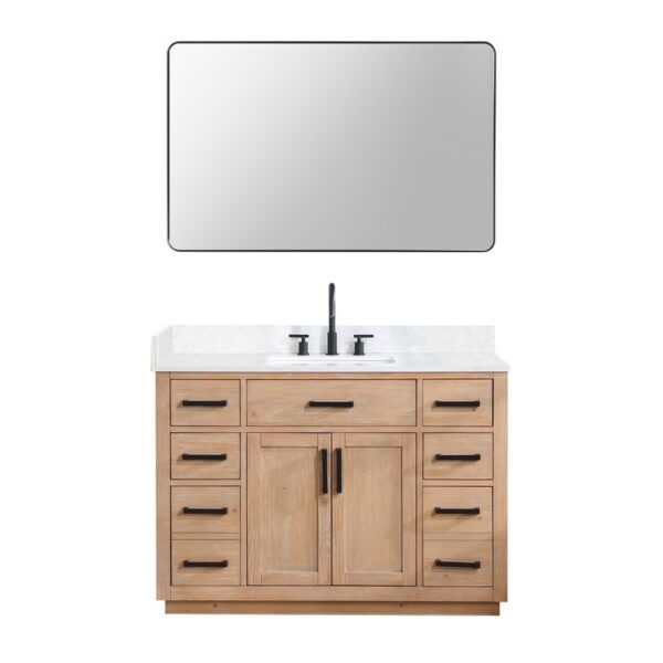 Altair 557048-GW Gavino 47 1/4 Inch Single Bathroom Vanity with White Composite Stone Countertop and Mirror