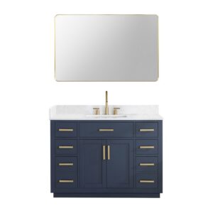 Altair 557048-GW Gavino 47 1/4 Inch Single Bathroom Vanity with White Composite Stone Countertop and Mirror