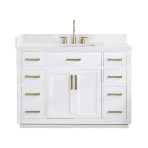 Altair 557048-GW-NM Gavino 47 1/4 Inch Single Bathroom Vanity with White Composite Stone Countertop without Mirror