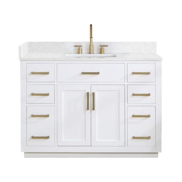 Altair 557048-GW-NM Gavino 47 1/4 Inch Single Bathroom Vanity with White Composite Stone Countertop without Mirror