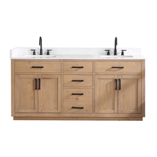 Altair 557072-GW-NM Gavino 71 1/4 Inch Double Bathroom Vanity with White Composite Stone Countertop without Mirror