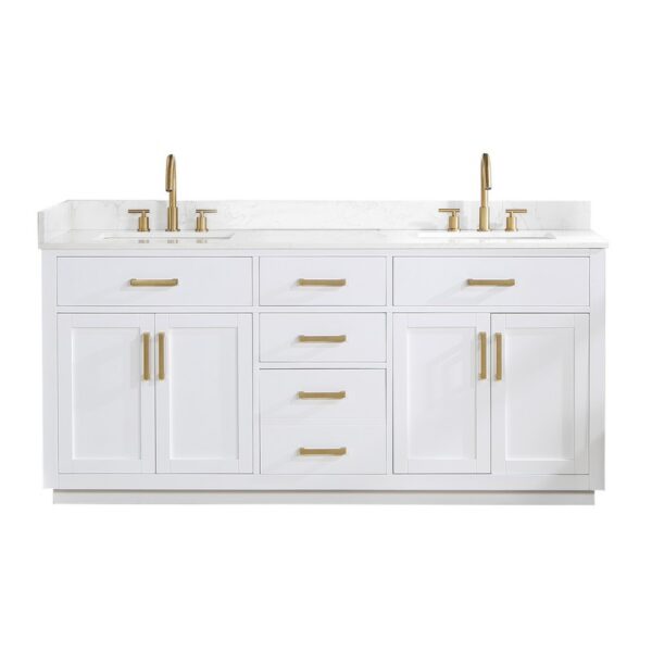 Altair 557072-GW-NM Gavino 71 1/4 Inch Double Bathroom Vanity with White Composite Stone Countertop without Mirror