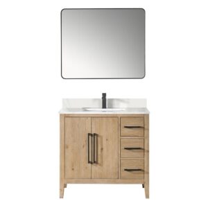 Altair 558036-W-CW Laurel 36 Inch Single Sink Bathroom Vanity with Calacatta White Quartz Stone Countertop