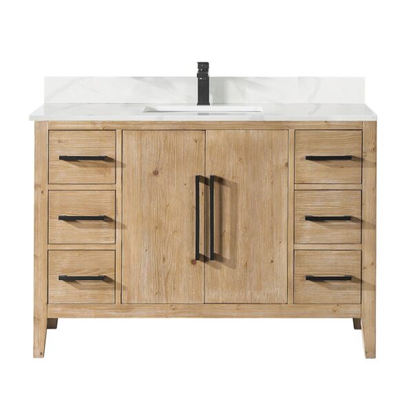 Altair 558048-W-CW Laurel 48 Inch Single Sink Bathroom Vanity with Calacatta White Quartz Stone Countertop