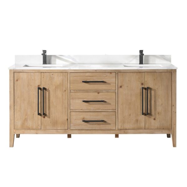 Altair 558072-W-CW Laurel 72 Inch Double Sink Bathroom Vanity with Calacatta White Quartz Stone Countertop