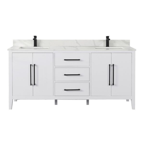 Altair 558072-W-CW Laurel 72 Inch Double Sink Bathroom Vanity with Calacatta White Quartz Stone Countertop