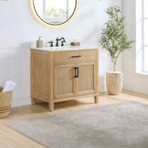 Altair 560036-CAB-WF-NM Solana 35 1/4 Inch Single Sink Bathroom Vanity Cabinet Only in Weathered Fir