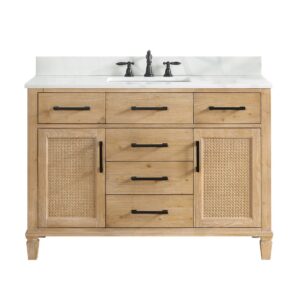 Altair 560048-WF-CW Solana 48 Inch Single Sink Bathroom Vanity in Weathered Fir with Calacatta White Quartz Stone Countertop