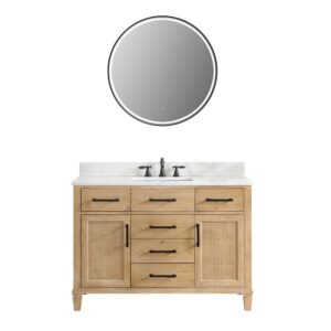 Altair 560048-WF-CW Solana 48 Inch Single Sink Bathroom Vanity in Weathered Fir with Calacatta White Quartz Stone Countertop