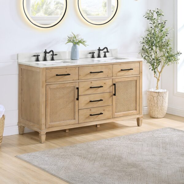 Altair 560060-CAB-WF-NM Solana 59 1/4 Inch Double Sink Bathroom Vanity Cabinet Only in Weathered Fir