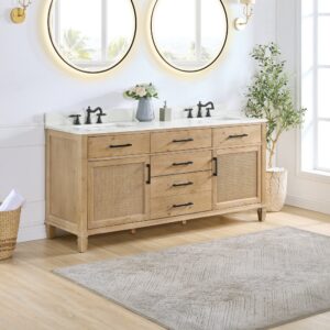 Altair 560072-CAB-WF-NM Solana 71 1/4 Inch Double Sink Bathroom Vanity Cabinet Only in Weathered Fir