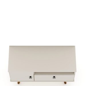 Manhattan Comfort Tribeca 35.43 Mid-Century Modern TV Stand with Solid Wood Legs in Off White