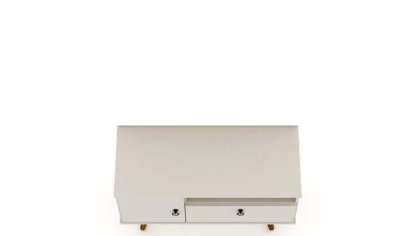 Manhattan Comfort Tribeca 35.43 Mid-Century Modern TV Stand with Solid Wood Legs in Off White