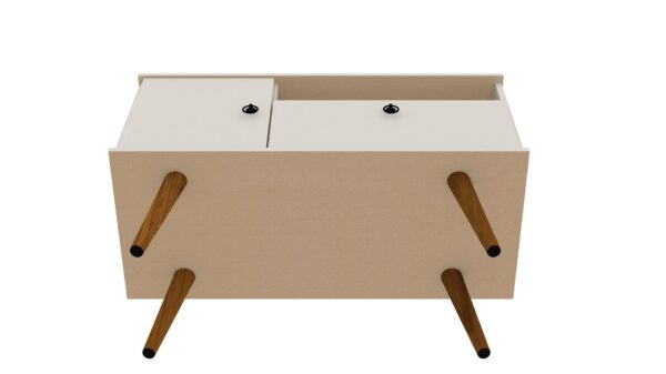 Manhattan Comfort Tribeca 35.43 Mid-Century Modern TV Stand with Solid Wood Legs in Off White