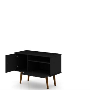 Manhattan Comfort Tribeca 35.43 Mid-Century Modern TV Stand with Solid Wood Legs in Black