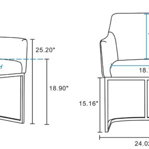 Manhattan Comfort Modern Serena 6 Piece Dining Set Upholstered in Leatherette with Steel Legs in Grey