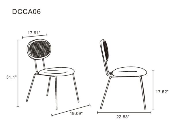 Manhattan Comfort 7-Piece Hathaway Modern 59.05 Solid Wood Round Dining Set in Black with 6 Jardin Cane Dining Chairs