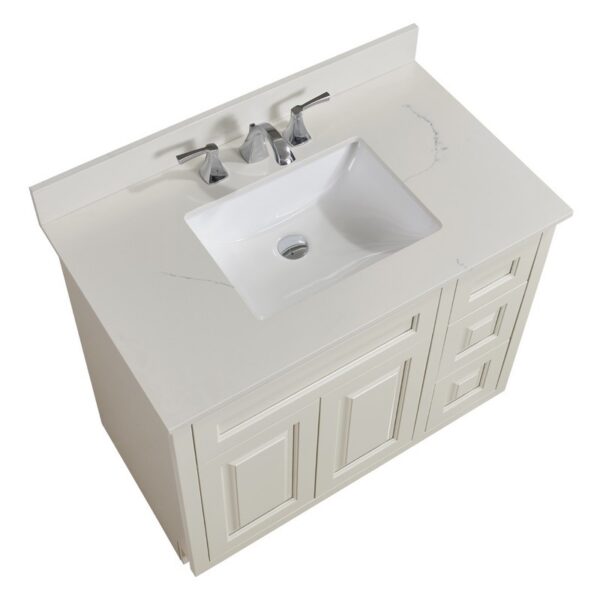 Altair 61037-CTP-MW Belluno 37 Inch Single Bathroom Vanity Top in Milano White with Ceramic Rectangle Undermount Sink