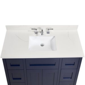 Altair 61049-CTP-MW Belluno 49 Inch Single Bathroom Vanity Top in Milano White with Ceramic Rectangle Undermount Sink