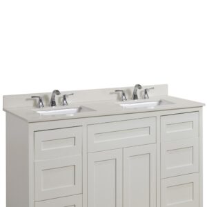 Altair 61061-CTP-MW Belluno 61 Inch Double Bathroom Vanity Top in Milano White with Ceramic Rectangle Undermount Sinks