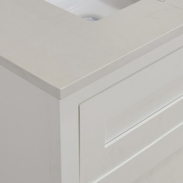 Altair 61061-CTP-MW Belluno 61 Inch Double Bathroom Vanity Top in Milano White with Ceramic Rectangle Undermount Sinks