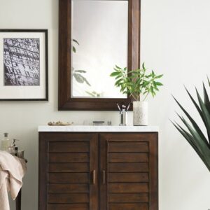 James Martin 620-V36-BNM-3CAR Portland 36 Inch Single Vanity in Burnished Mahogany with 3 cm Carrara Marble Top