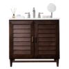 James Martin 620-V36-BNM-3AF Portland 36 Inch Single Vanity in Burnished Mahogany with 3 cm Arctic Fall Solid Surface Top