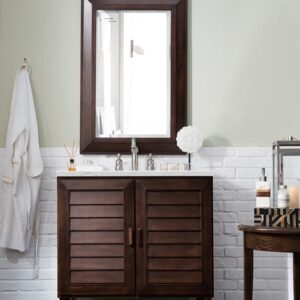 James Martin 620-V36-BNM-3ENC Portland 36 Inch Single Vanity Cabinet with Ethereal Noctis Quartz Top - Burnished Mahogany