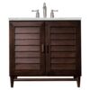 James Martin 620-V36-BNM-3ENC Portland 36 Inch Single Vanity Cabinet with Ethereal Noctis Quartz Top - Burnished Mahogany