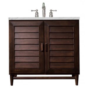 James Martin 620-V36-BNM-3ENC Portland 36 Inch Single Vanity Cabinet with Ethereal Noctis Quartz Top - Burnished Mahogany