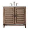 James Martin 620-V36-WW-3ENC Portland 36 Inch Single Vanity Cabinet with Ethereal Noctis Quartz Top - Whitewashed Walnut