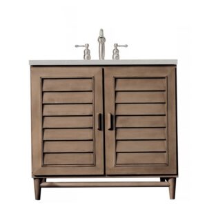 James Martin 620-V36-WW-3ESR Portland 36 Inch Single Vanity Whitewashed Walnut with 3 CM Eternal Serena Quartz Top