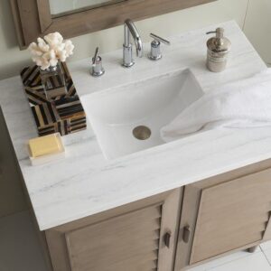 James Martin 620-V36-WW-3AF Portland 36 Inch Single Vanity in Whitewashed Walnut with 3 cm Arctic Fall Solid Surface Top