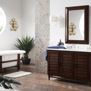 James Martin 620-V48-BNM-3CAR Portland 48 Inch Single Vanity in Burnished Mahogany with 3 cm Carrara Marble Top