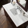 James Martin 620-V48-BNM-3AF Portland 48 Inch Single Vanity in Burnished Mahogany with 3 cm Arctic Fall Solid Surface Top