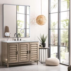 James Martin 620-V48-WW-3ENC Portland 48 Inch Single Vanity Cabinet with Ethereal Noctis Quartz Top - Whitewashed Walnut