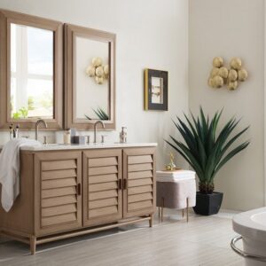 James Martin 620-V60D-WW Portland 60 Inch Double Vanity in Whitewashed Walnut