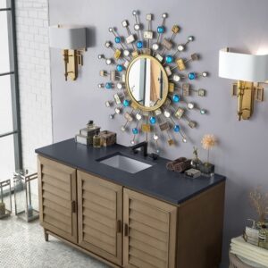 James Martin 620-V60S-WW-3CSP Portland 60 Inch Single Vanity in Whitewashed Walnut with 3 cm Charcoal Soapstone Quartz Top with Sink