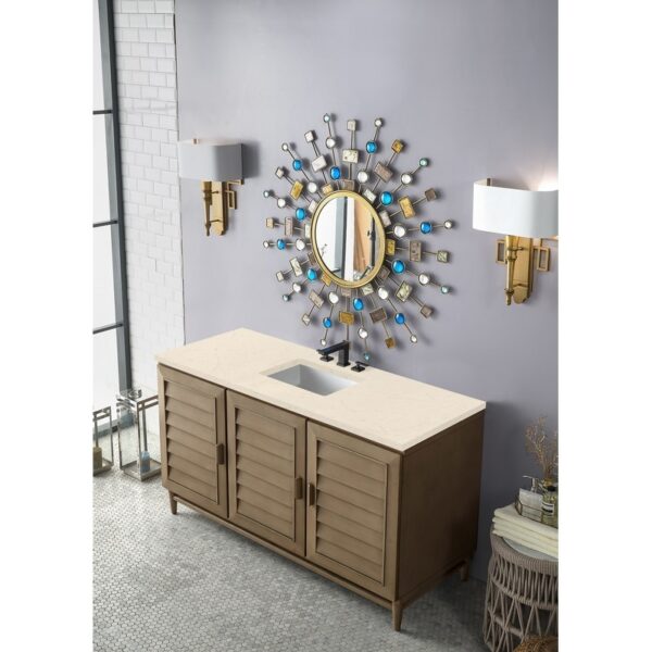 James Martin 620-V60S-WW-3EMR Portland 60 Inch Single Vanity Whitewashed Walnut with 3 CM Eternal Marfil Quartz Top