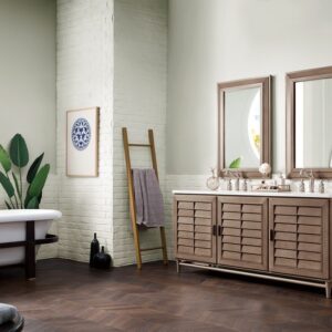 James Martin 620-V72-WW-3AF Portland 72 Inch Double Vanity in Whitewashed Walnut with 3 cm Arctic Fall Solid Surface Top