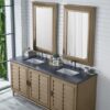 James Martin 620-V72-WW-3CSP Portland 72 Inch Double Vanity in Whitewashed Walnut with 3 cm Charcoal Soapstone Quartz Top with Sink