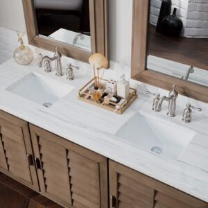 James Martin 620-V72-WW-3AF Portland 72 Inch Double Vanity in Whitewashed Walnut with 3 cm Arctic Fall Solid Surface Top