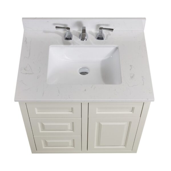 Altair 62031-CTP-JW Frosinone 31 Inch Single Bathroom Vanity Top in Jazz White with Ceramic Rectangle Undermount Sink