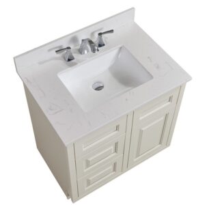 Altair 62031-CTP-JW Frosinone 31 Inch Single Bathroom Vanity Top in Jazz White with Ceramic Rectangle Undermount Sink