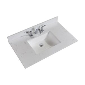 Altair 62037-CTP-JW Frosinone 37 Inch Single Bathroom Vanity Top in Jazz White with Ceramic Rectangle Undermount Sink