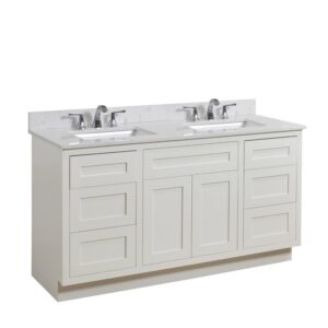 Altair 62061-CTP-JW Frosinone 61 Inch Single Bathroom Vanity Top in Jazz White with Ceramic Rectangle Undermount Sink