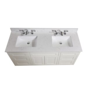 Altair 62061-CTP-JW Frosinone 61 Inch Single Bathroom Vanity Top in Jazz White with Ceramic Rectangle Undermount Sink