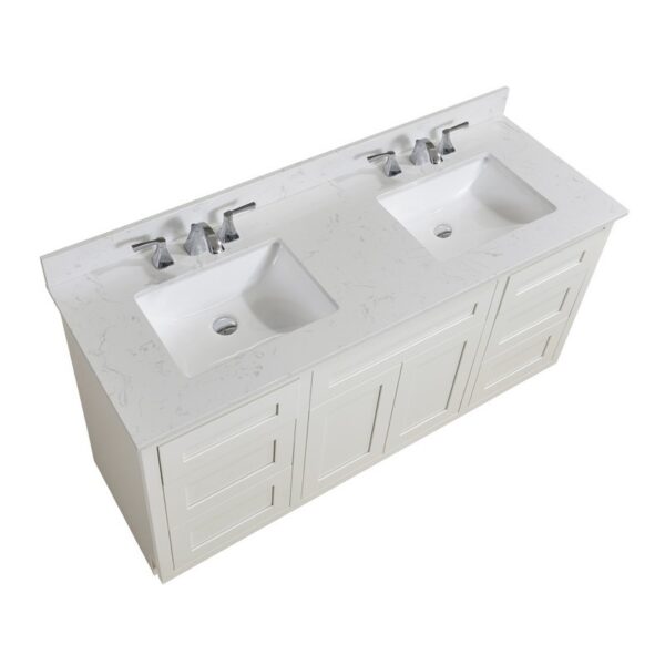 Altair 62061-CTP-JW Frosinone 61 Inch Single Bathroom Vanity Top in Jazz White with Ceramic Rectangle Undermount Sink